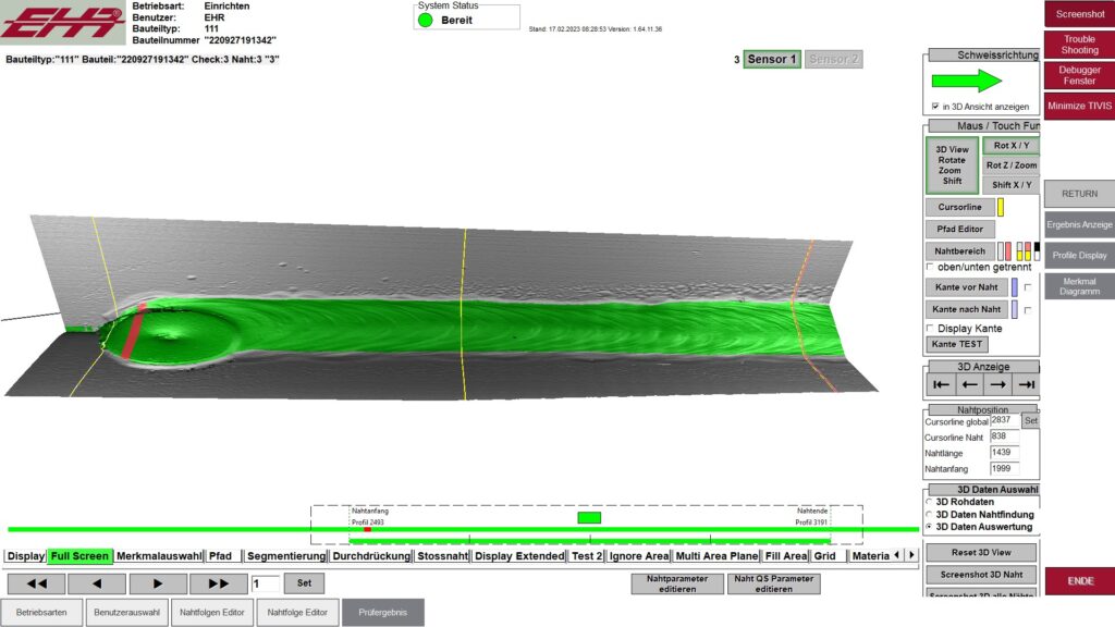 Weld seam inspection Ehr